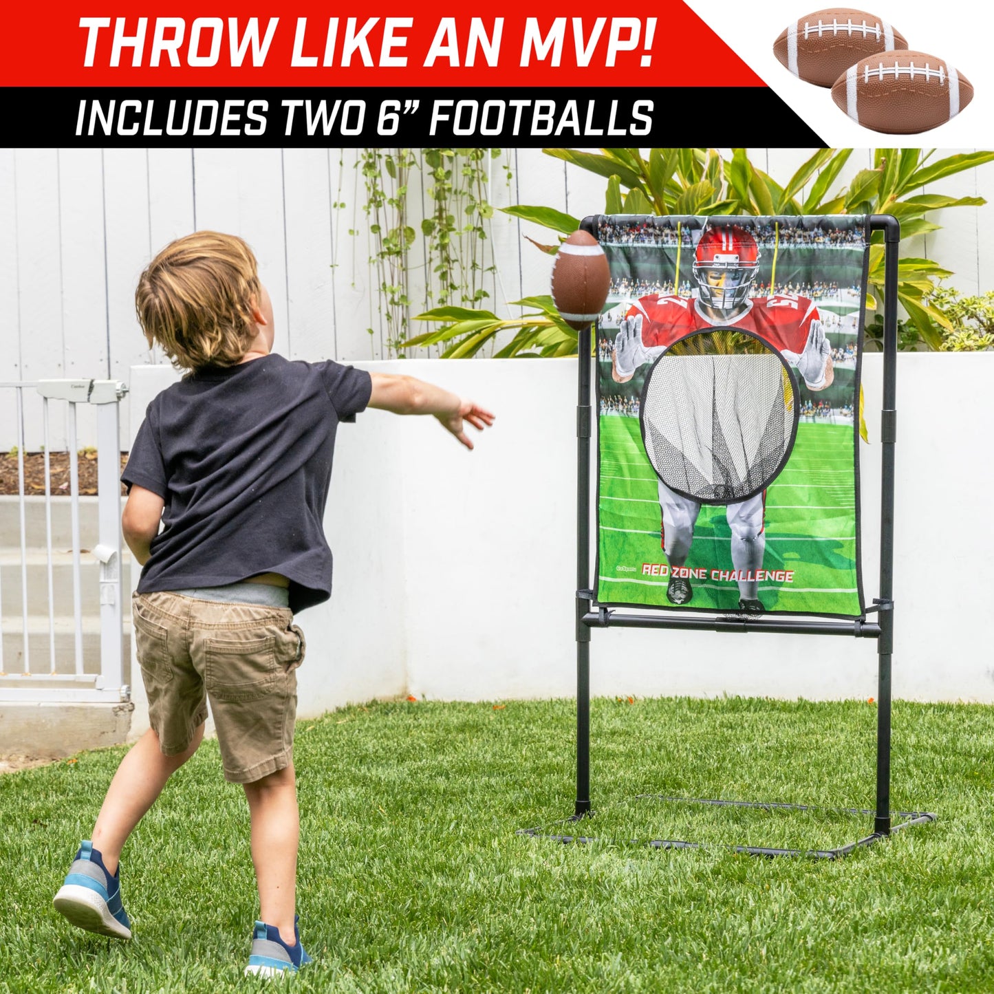 GoSports Red Zone Challenge Football Toss Game - Inflatable Footballs, Multi-Color, Model FB-RZC-02