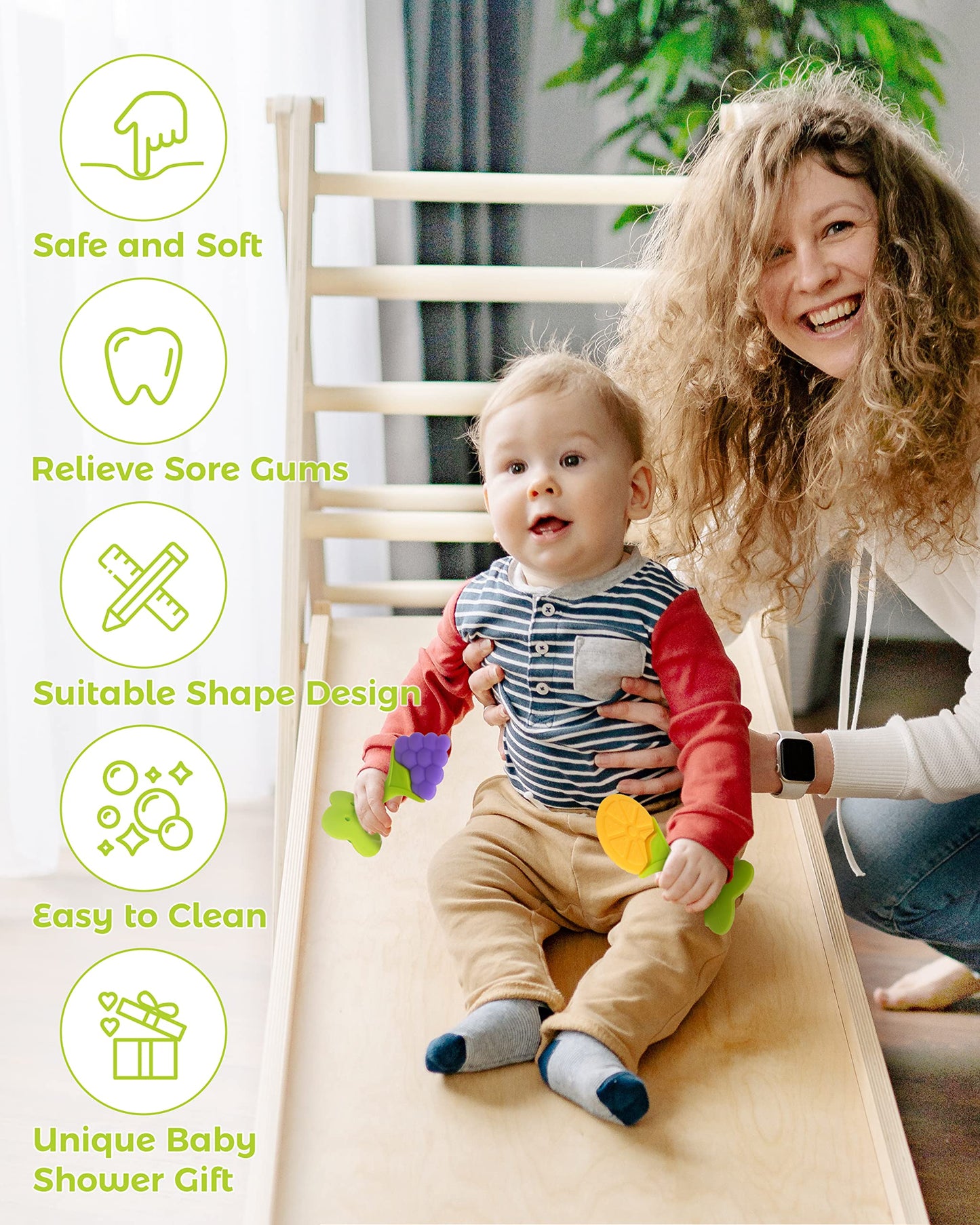 Teething Toys for Babies, 10 Pack Silicone Baby Teethers, Frozen Baby Teething Toys, Fruit Shape, BPA-Free, Natural Organic Soft