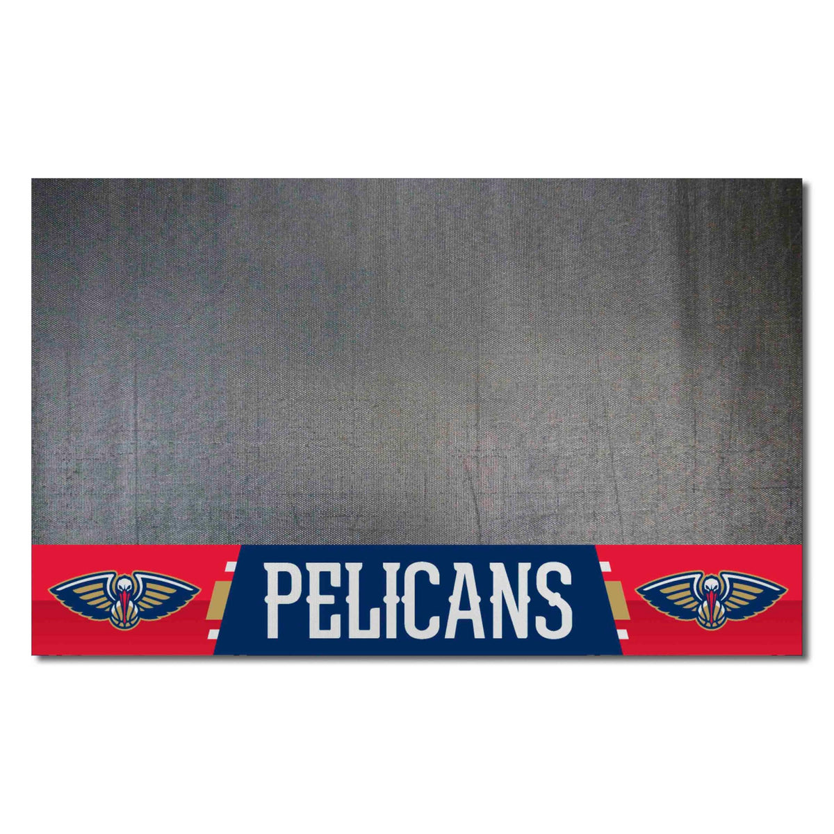 FANMATS 14213 New Orleans Pelicans Vinyl Grill Mat - 26in. x 42in. - Deck Patio Protective Mat | Oil, flame, and UV resistant