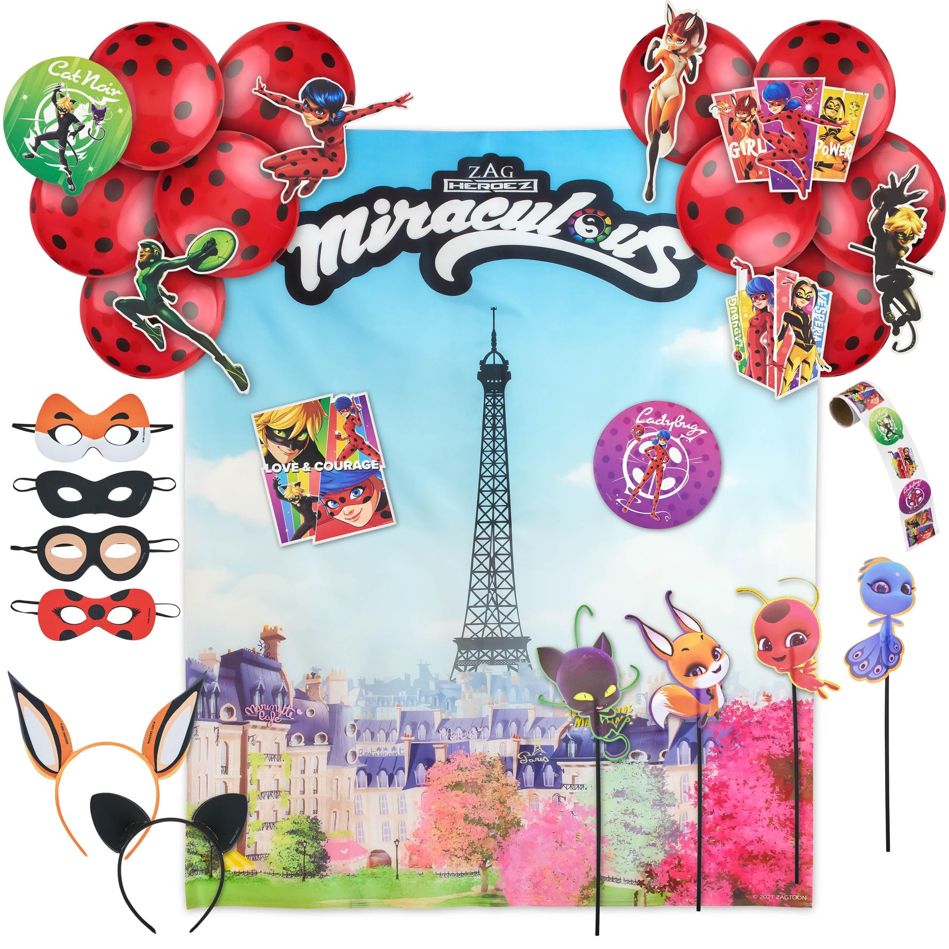 Miraculous 50Piece Birthday Party Supplies  AllInOne Zag Heroez Themed Party Box, Miraculous Ladybug Party Supplies, Birthda