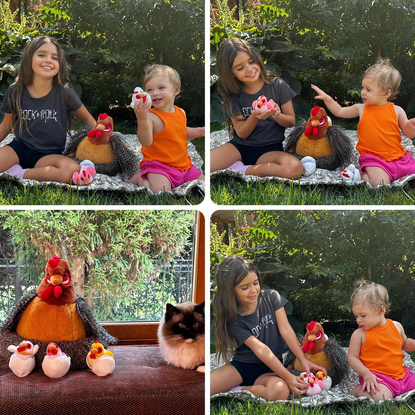 Beniny Egg Laying Hen Chicken Stuffed Animal Plush Toys, Stuffed Chicken With Little Baby Chicks And Coop, Chicken Toys For Kids