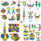 Techhark 300+ Pcs [ 2 In 1 Diy Combo ] 2 Types Different Blocks For Early Learning/Educational Blocks Toys For Kids (200+Pcs Bul