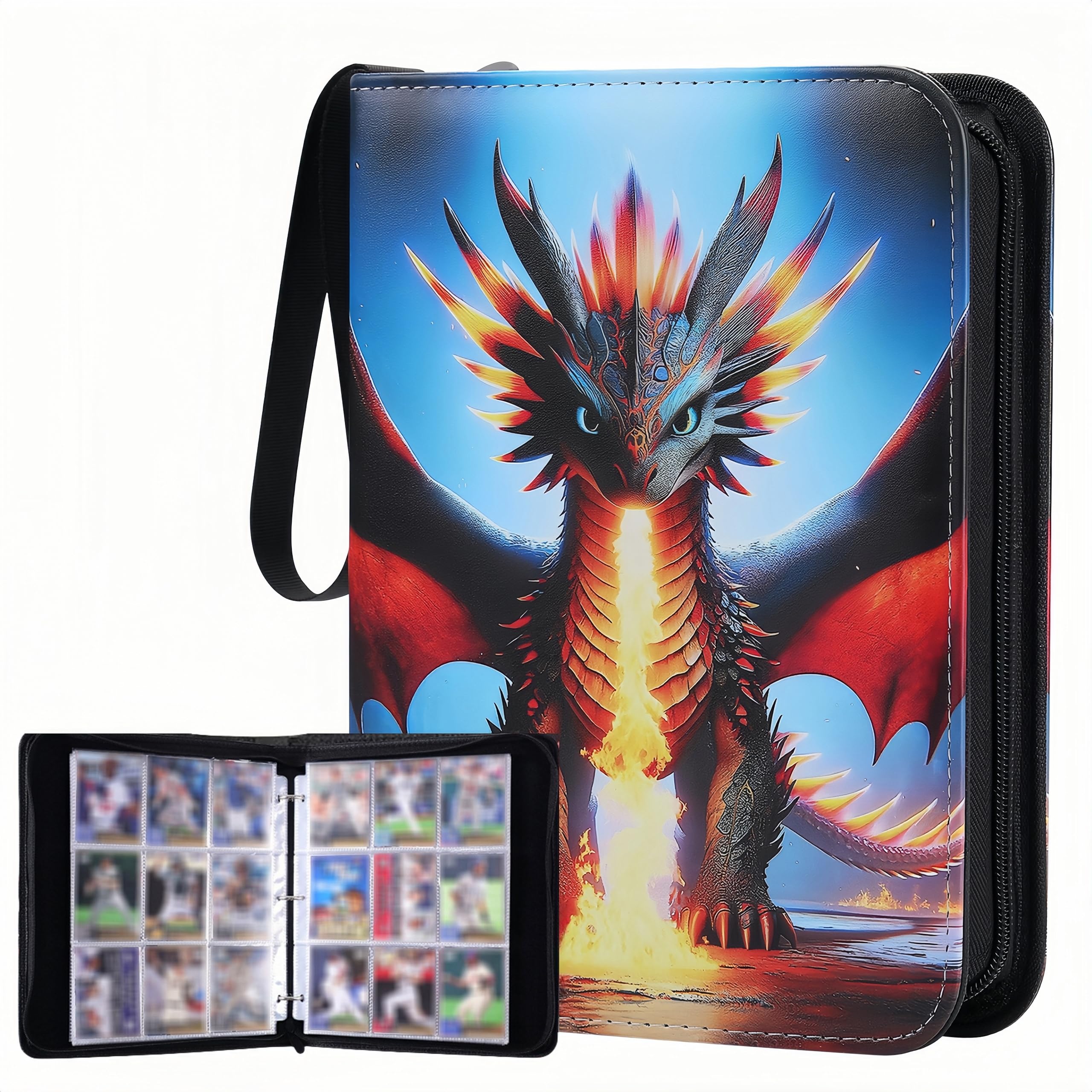 GBMWYYDS Trading Card Storage Album 900 Cards 9-Pocket Fiery Dragon3 ...