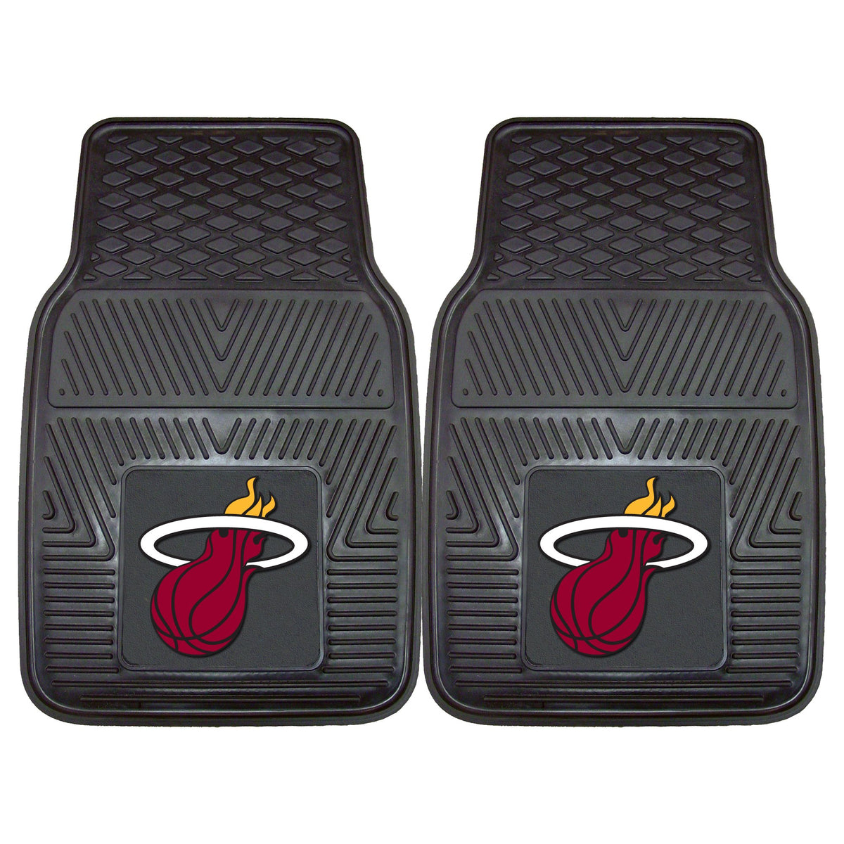 FANMATS 9318 Miami Heat 2-Piece Heavy Duty Vinyl Car Mat Set, Front Row Floor Mats, All Weather Protection, Universal Fit, Deep 