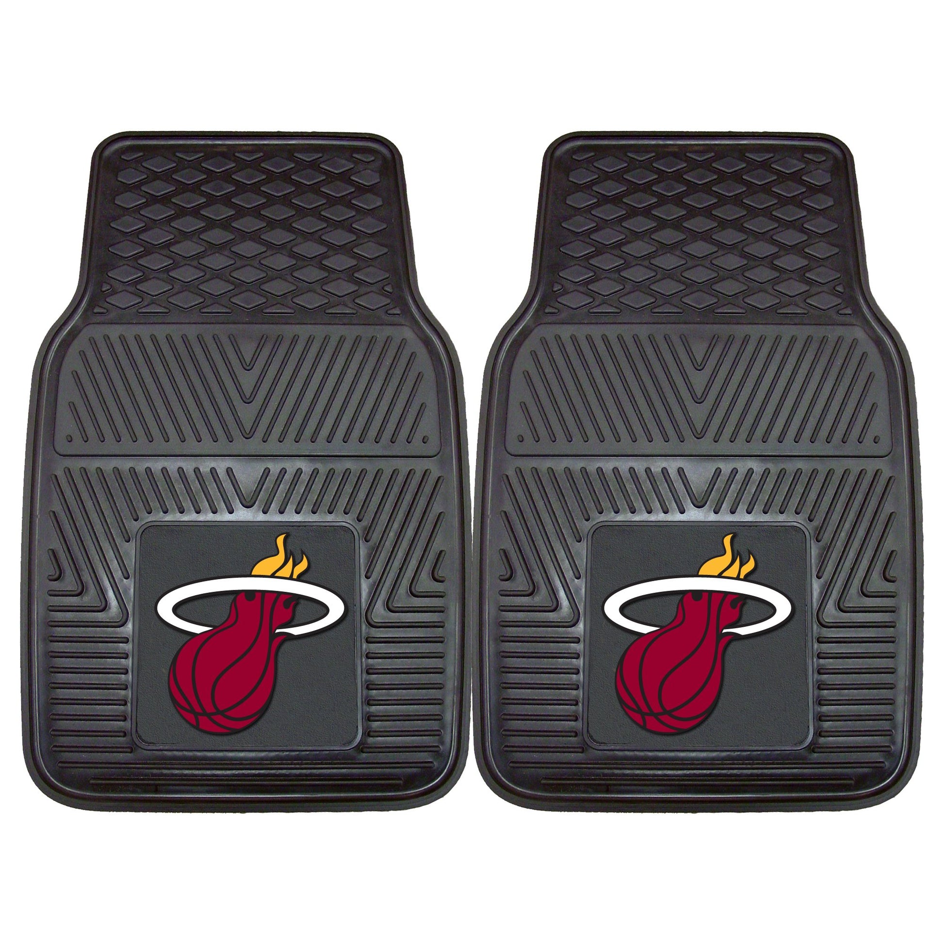 FANMATS 9318 Miami Heat 2-Piece Heavy Duty Vinyl Car Mat Set, Front Row Floor Mats, All Weather Protection, Universal Fit, Deep 