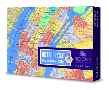 GeoToys Metropuzzle  New York City Jigsaw Puzzles 1000 Pieces  Detailed City Map Geography Puzzle  Challenging mature-themed Puzzle  Fun Puzzles for mature-themeds  Family Puzzles  US City Map Poster Included