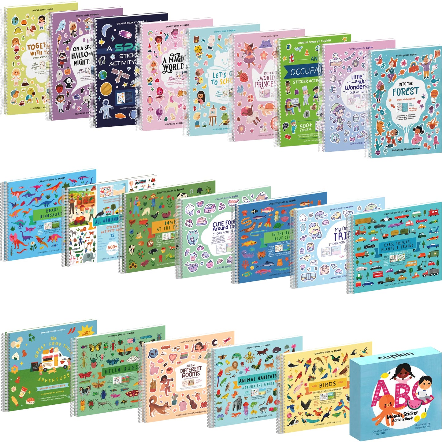 Cute Foods Around Town Activity Book By Cupkin: Lay Flat Side By Side Sticker Books + Kawaii Coloring Books - Over 500 Cute Kawa