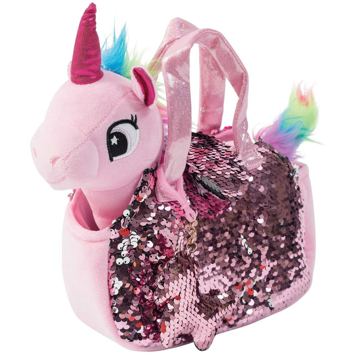 Little Jupiter Plush Pet Set W/Purse - Unicorn Stuffed Animals For Girls - Unicorn Plush Gift For Age 4-7 (Pink Unicorn)