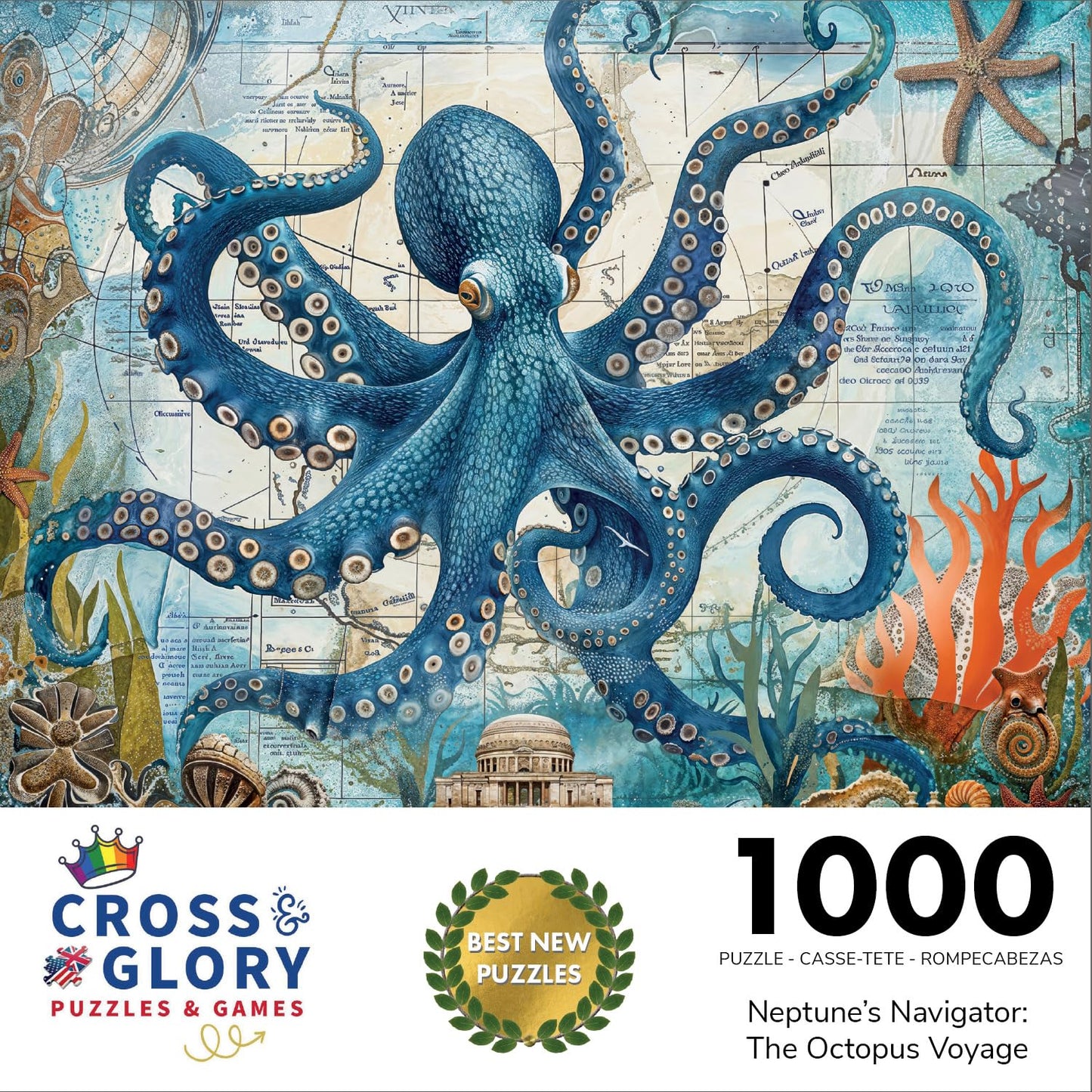 Cross & Glory 1000 Piece Jigsaw Puzzle - Neptune's Navigator, Ocean Exploration, Large Size, Satin Finish, Model CG-M-110