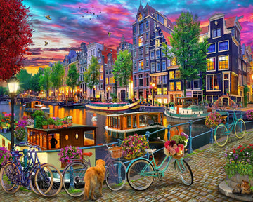 Vermont Christmas Company 'Amsterdam Canal' Jigsaw Puzzle 1000 Piece - Large Pieces - Fully Interlocking & Randomly Shaped Pieces