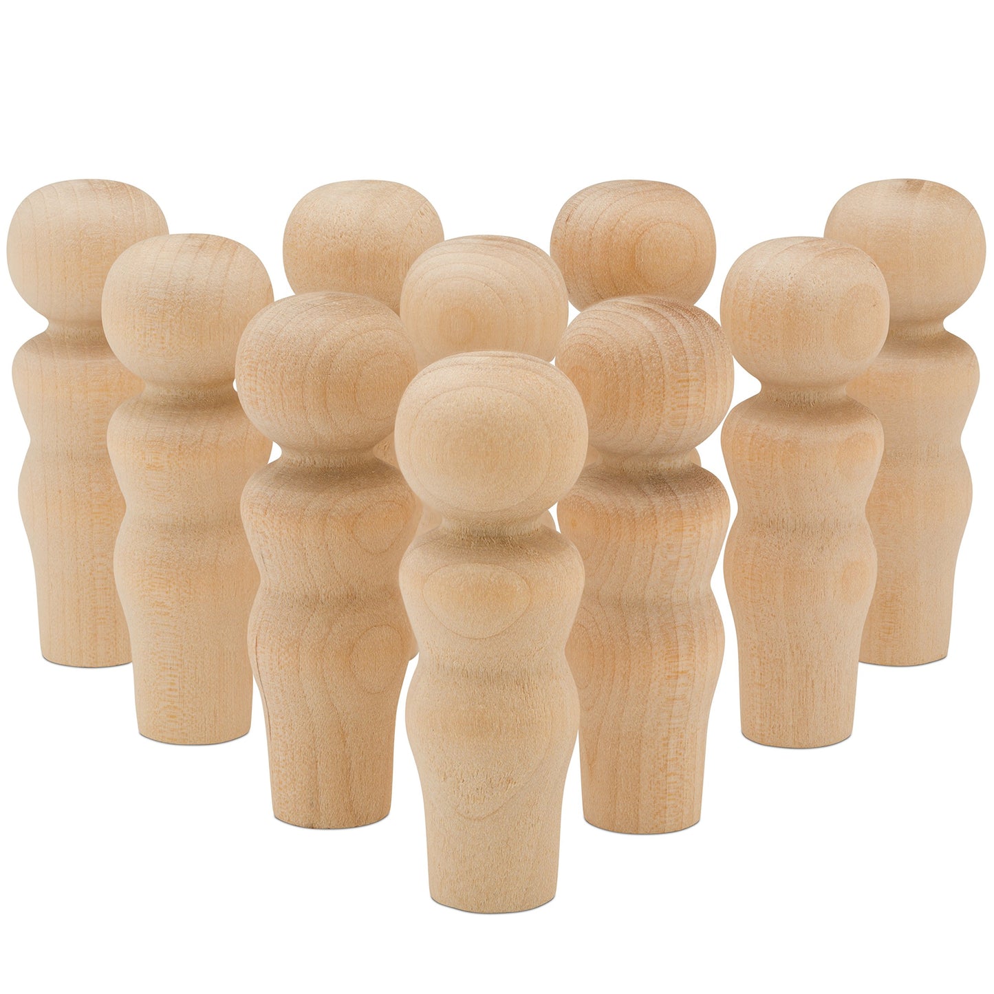 Wooden Peg Dolls Unfinished 2-1/4 inch, Mom Shape, Pack of 100 Wooden People Pegs for Crafts and Small World Play