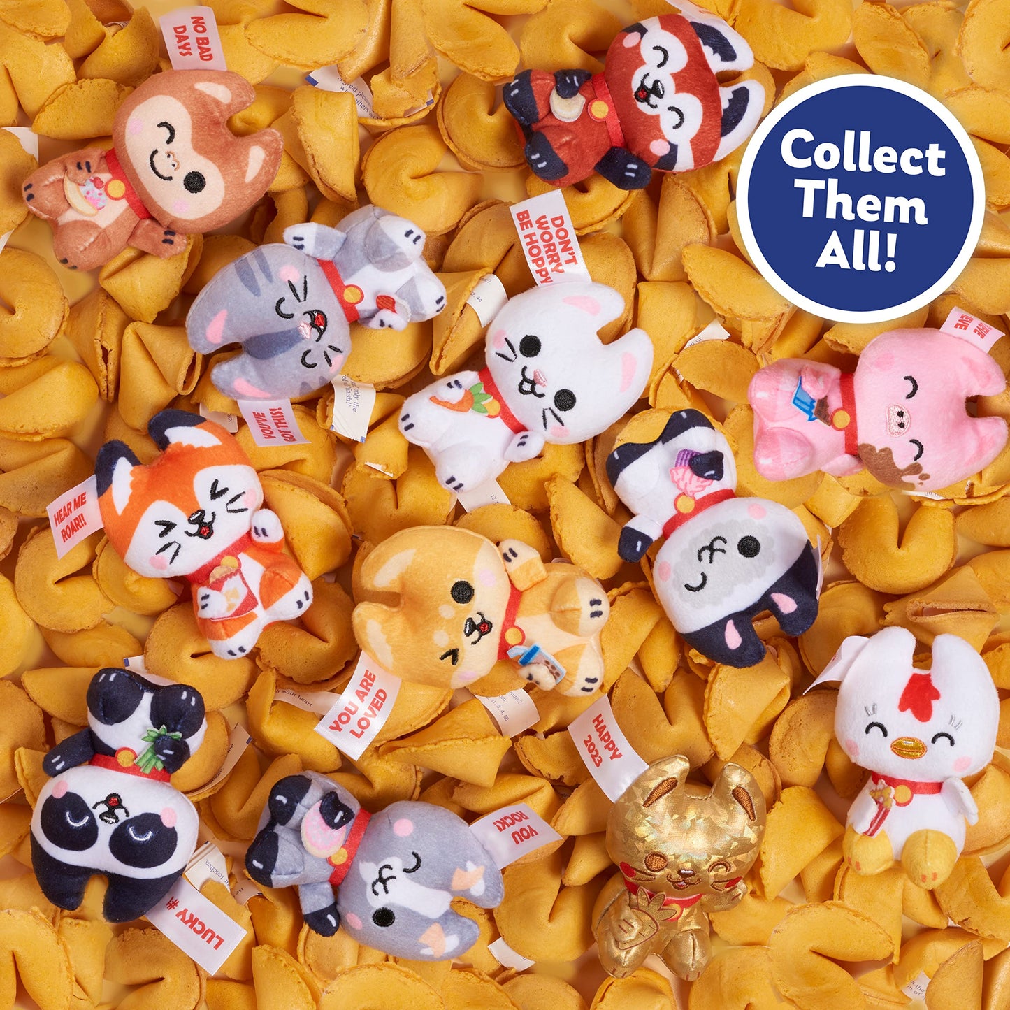 Just Play Super Happy Fortune World Mini Collectible Stylized Plush Stuffed Animals, Pack Of 3, Kids Toys For Ages 3 Up