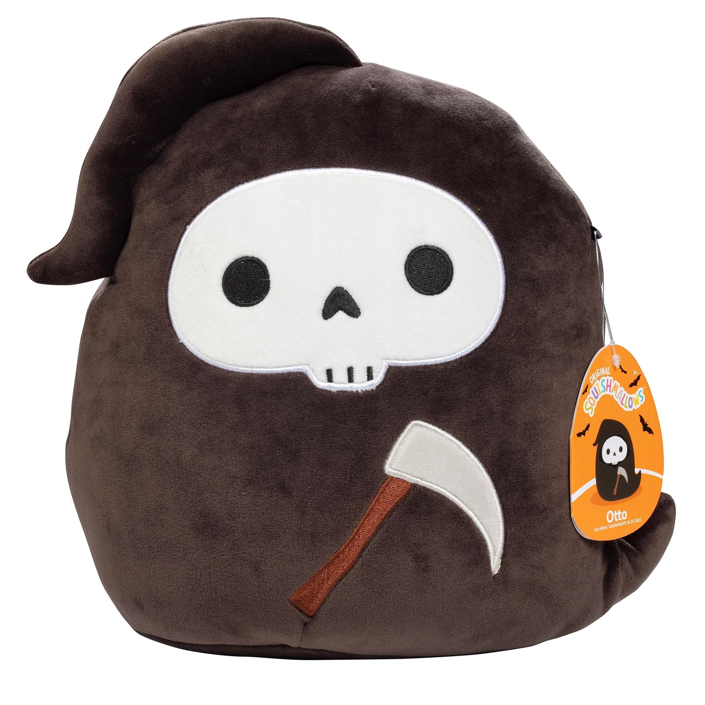 Squishmallows 10-Inch Otto The Grim Reaper Plush Toy - Soft Black Collectible Stuffed Animal for Kids, Girls & Boys - Model SQHW00688