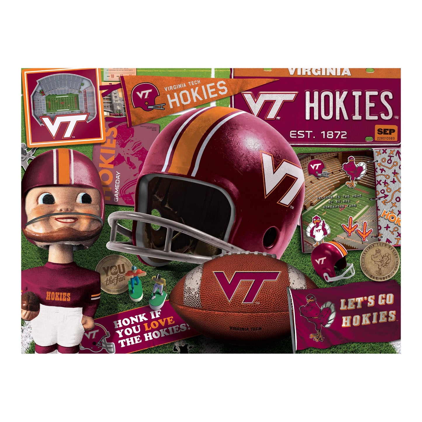 Youthefan Ncaa Virginia Tech Hokies Retro Series Puzzle - 500 Pieces