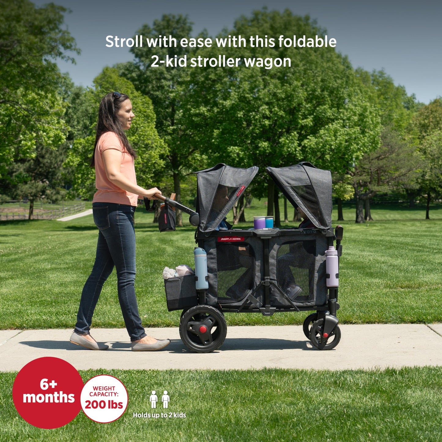 Radio Flyer Voya Xt Stroller Wagon, 2 Seater Wagon Stroller For Kids, Baby Stroller Wagon