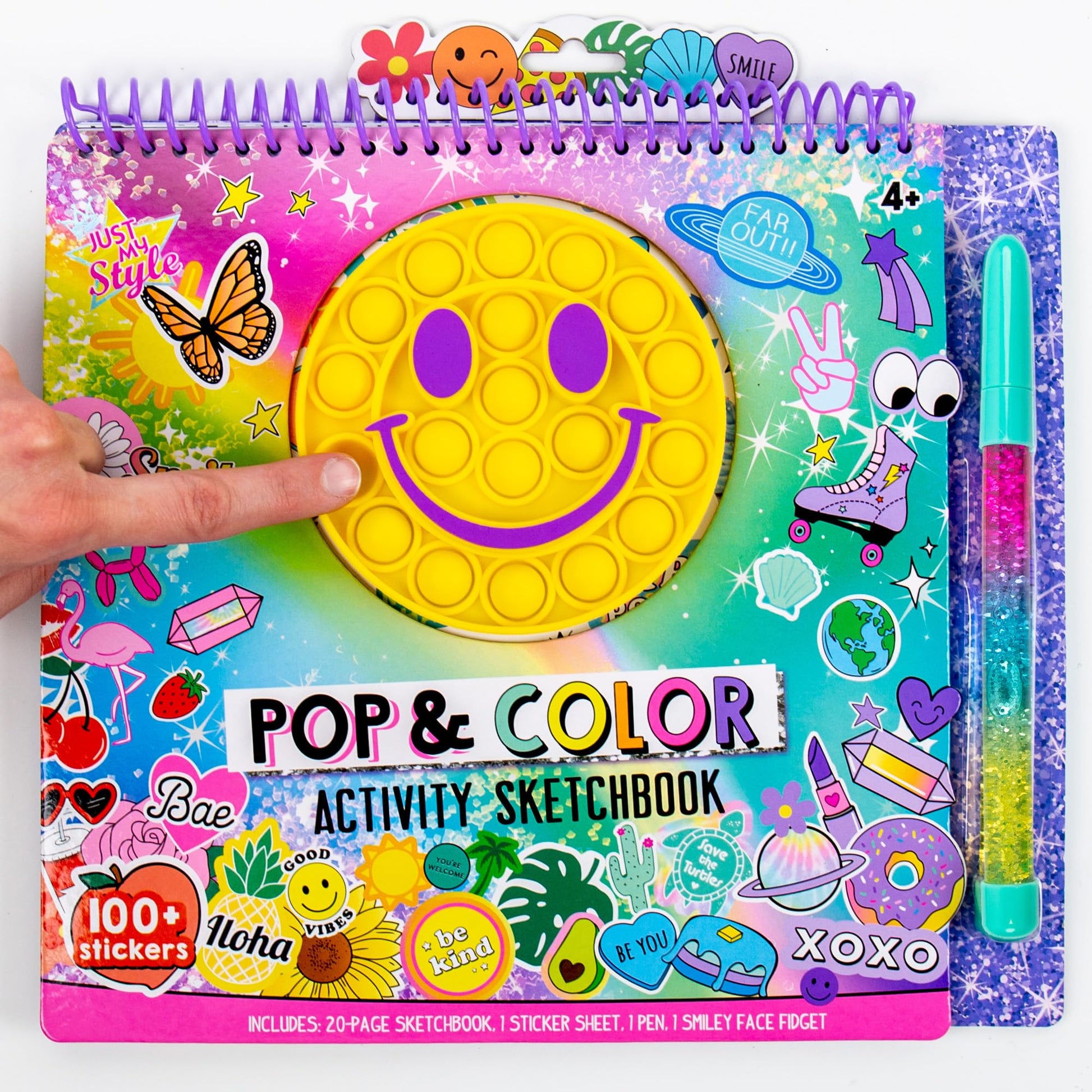 Just My Style Pop & Color Sketchbook, Creative Fidget Sketchbook and Pen Set, Great Weekend Activity, Includes Cute Puffy Sticke