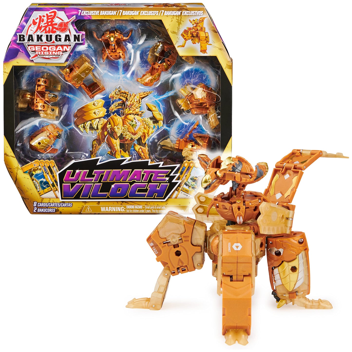 Bakugan Ultimate Viloch  7-in-1 limited availability Bakugan  Includes Bakucores and Trading cards  geogan Rising collectible Action Figure Kids Toys for Boys