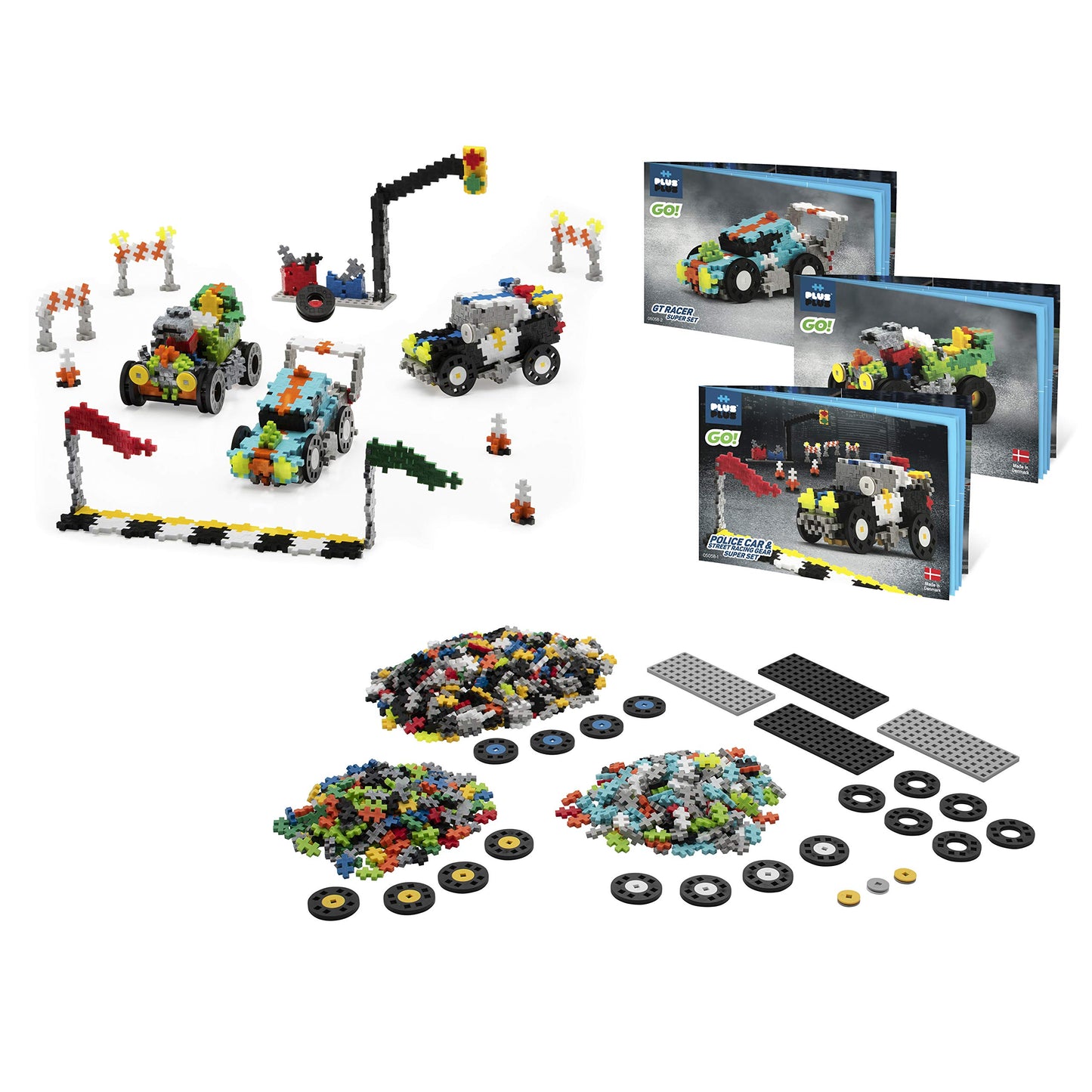 Plus Plus - Go! Street Racing Super Set - 900 Pieces - Model Vehicle Building Stem/Steam Toy, Interlocking Mini Puzzle Blocks Fo