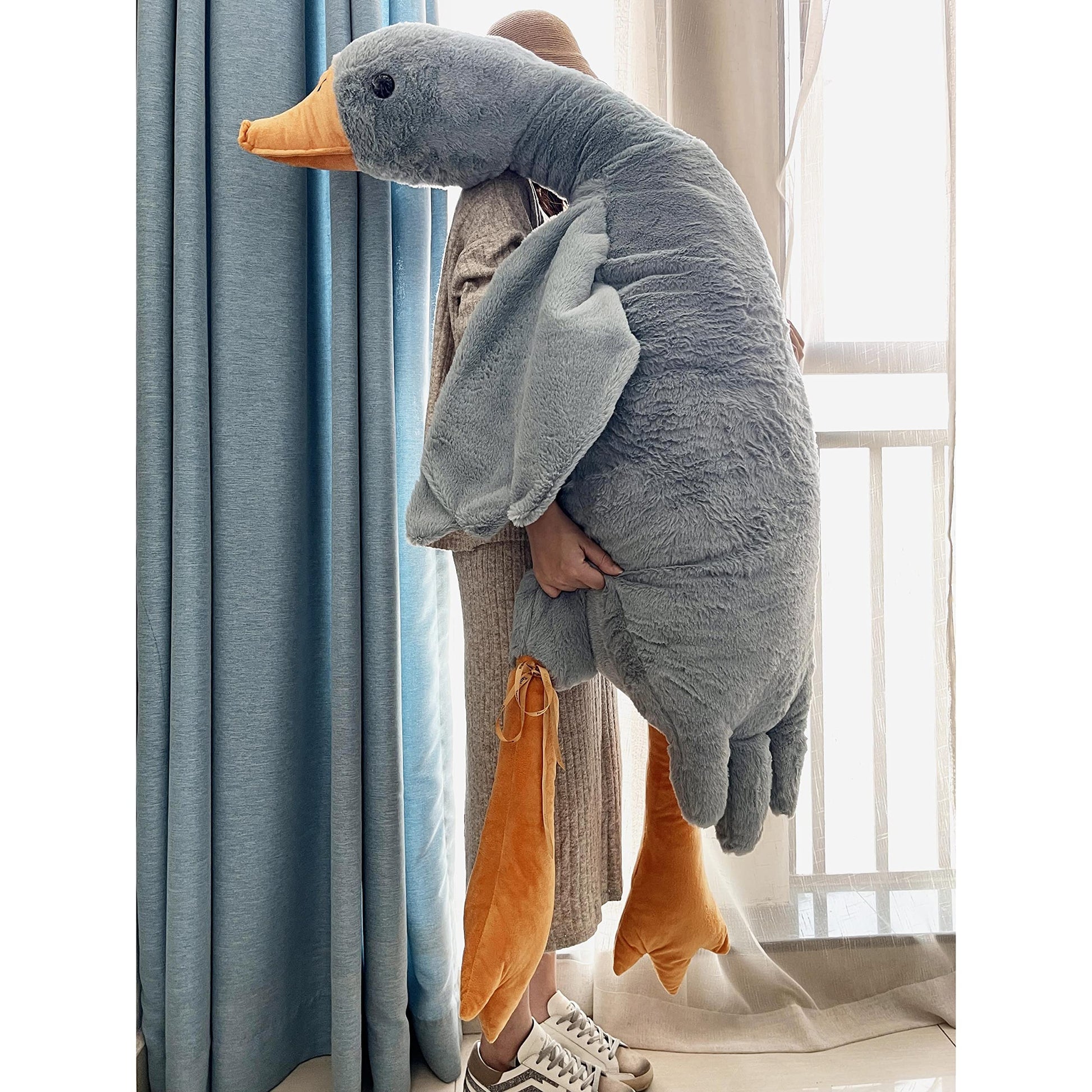 Tanha Giant Goose Plush, 6 Foot Goose Stuffed Animal, Cute Stuffed Goose, Soft Grey Duck Plush Gift For Girlfriend, Kids Or Best Friend(75Inch, 190Cm)