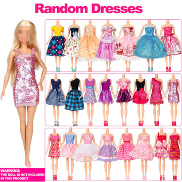 50 Pcs Doll Clothes And Accessories, 5 Wedding Gowns 5 Fashion Dresses 4 Slip Dresses 3 Tops 3 Pants 3 Bikini Swimsuits 20 Shoes