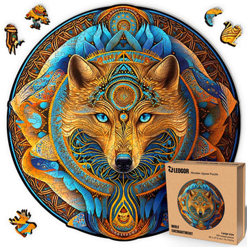 Leogor Mosaic Wooden Jigsaw Puzzles For Adults With Whimsical Pieces – Exquisite Wolf Gifts Featuring Unique Animal-Shaped Wood Pieces – Beautiful Design, 350 Pieces, Large 15'' X 14.8''