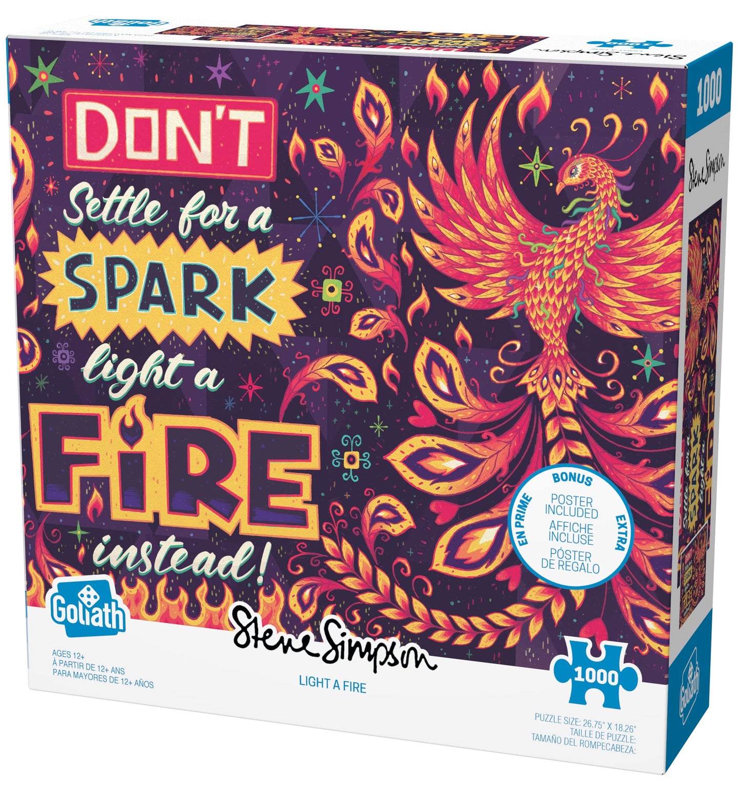 Goliath Steve Simpson: Light A Fire 1000-Piece Puzzle With Poster - Completed Size 26.75 X 18.26 Inches - Ages 12 And Up