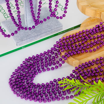 100PCS Mardi Gras Beads, Mardi Gras Beads Party Favors, Purple 33'' Bead Toy Necklaces Costume Bulk, Festival Parade Throw Acces