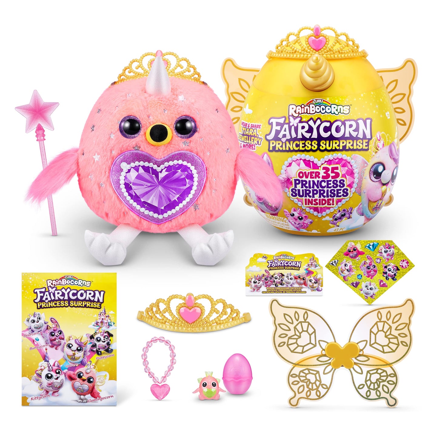 Rainbocorns Fairycorn Princess Surprise (Flamingo) By Zuru 11' Collectible Plush Stuffed Animal, Surprise Egg, Wearable Fairy Wings, Magical Fairy Princess, Ages 3+ For Girls, Children