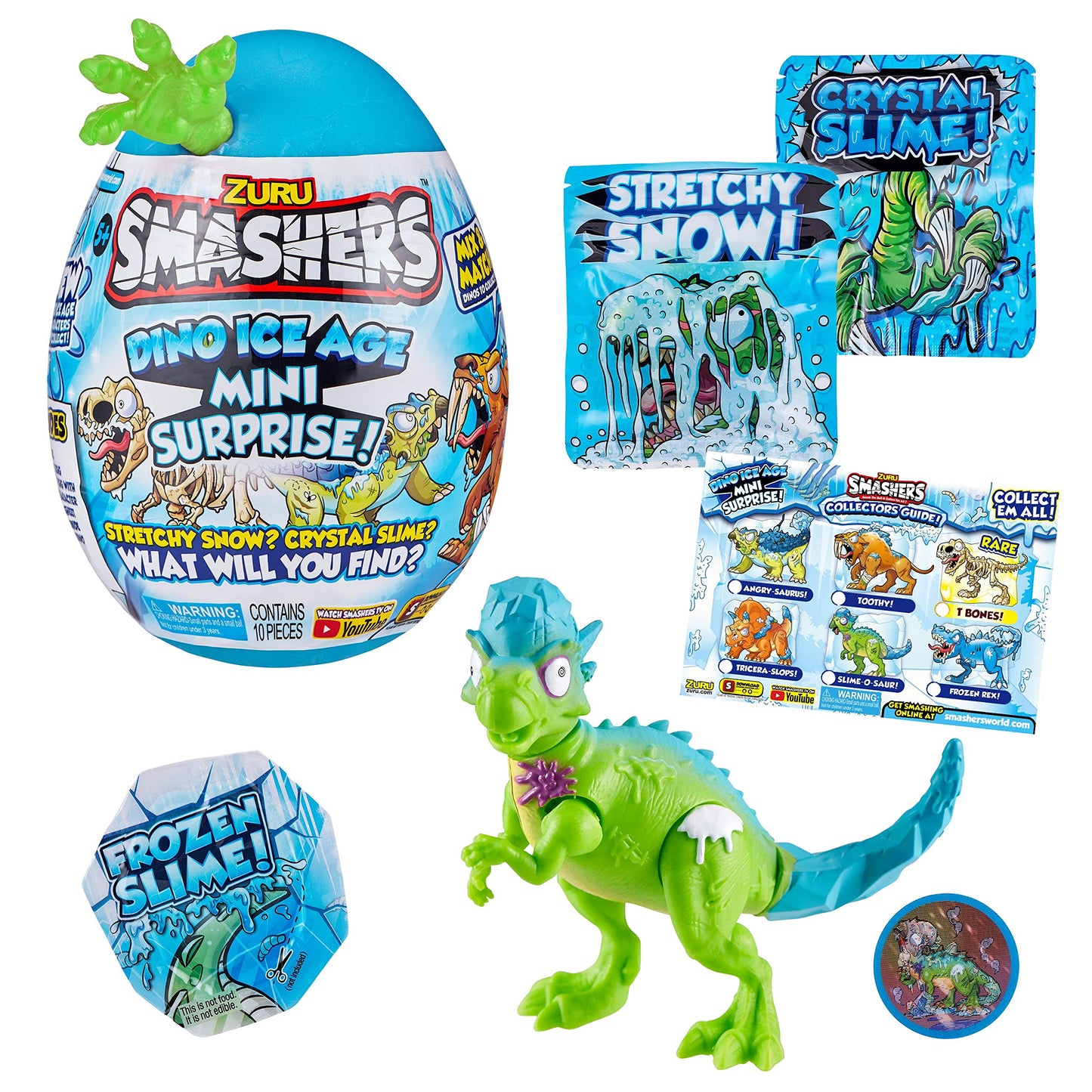 Smashers Dino Ice Age Pachyephalosaurus by ZURU Mini Surprise with Many Surprises! - Slime  Dinosaur Toy  Collectibles  limited availability Dino  Smashable Egg  for Boys and Kids (Pachyephalosaurus)
