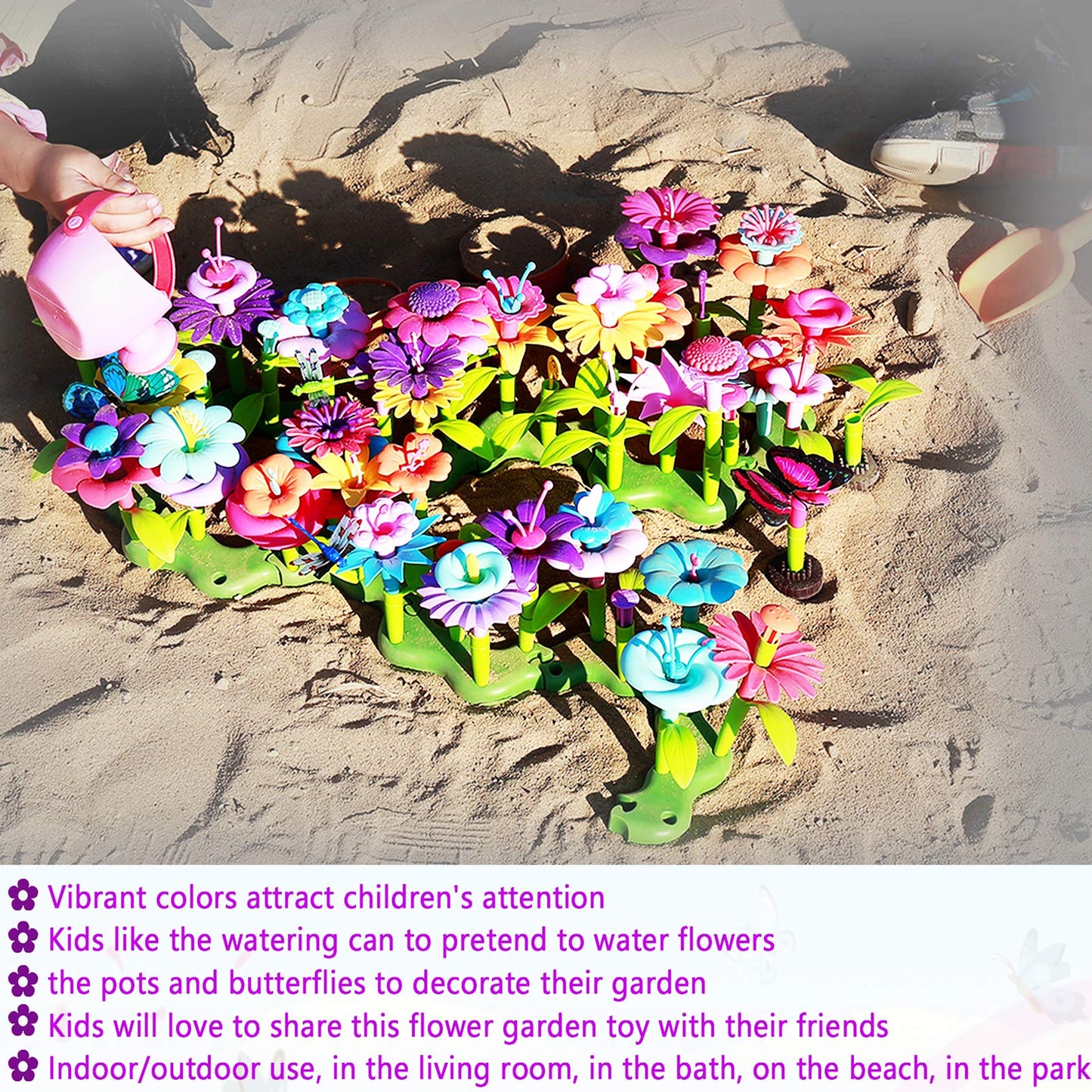Lanney Flower Building Toy Set, 200 Pcs Flower Garden Building Toys For Girls Boys 3 4 5 6 7 Year Old, Educational Stem Build Flower Garden Toy, Kids Toddler Birthday Gift Ideas