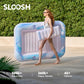 SLOOSH Inflatable Tanning Pool Lounger Float  70 x 46 Pool Floats mature-themed with Pillow  4 in 1 Suntan Tub Raft Floatie Sunbathing Bed Lounge for Water Blow Up Ball Pit Party Gifts  Blue Marble