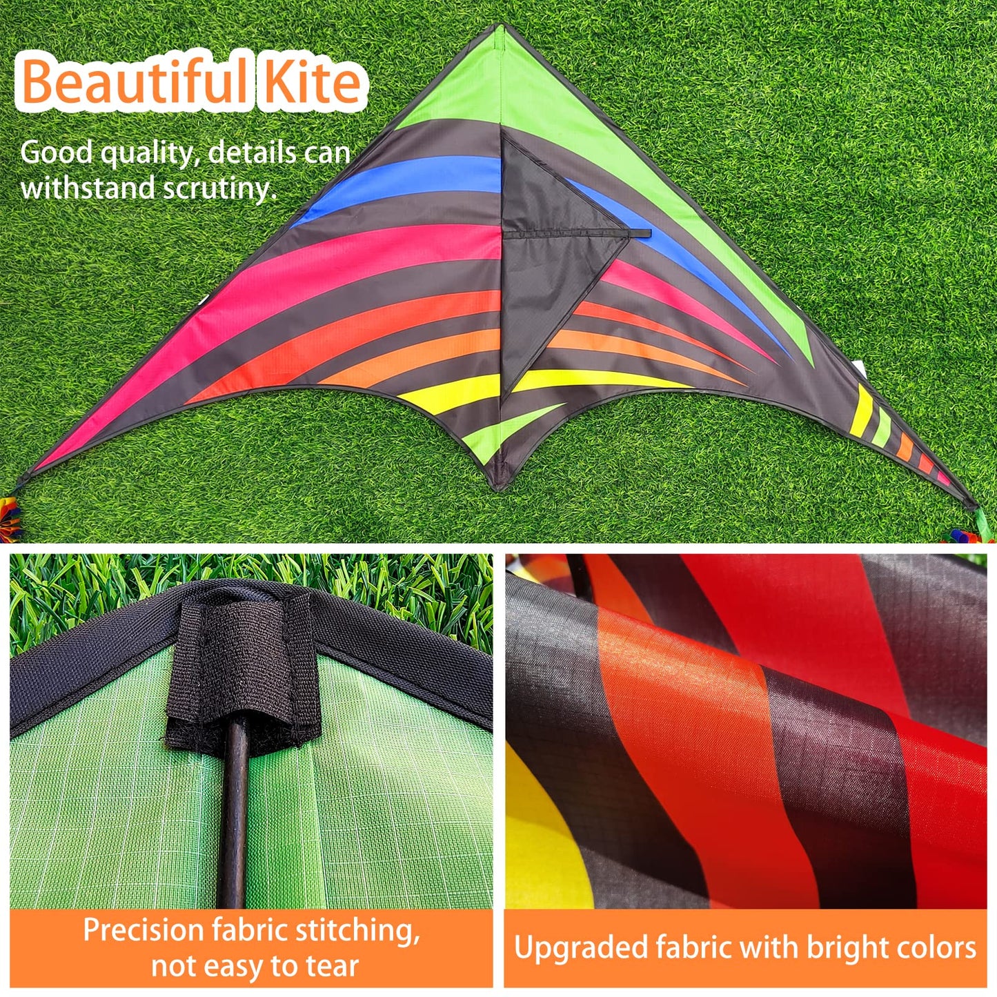 Mint'S Colorful Life 2 Pack Delta Kites For Kids & Adults, Extremely Easy To Fly Kite, Best Kite For Beginner(Green & Rainbow)