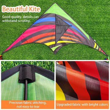 Mint'S Colorful Life 2 Pack Delta Kites For Kids & Adults, Extremely Easy To Fly Kite, Best Kite For Beginner(Green & Rainbow)
