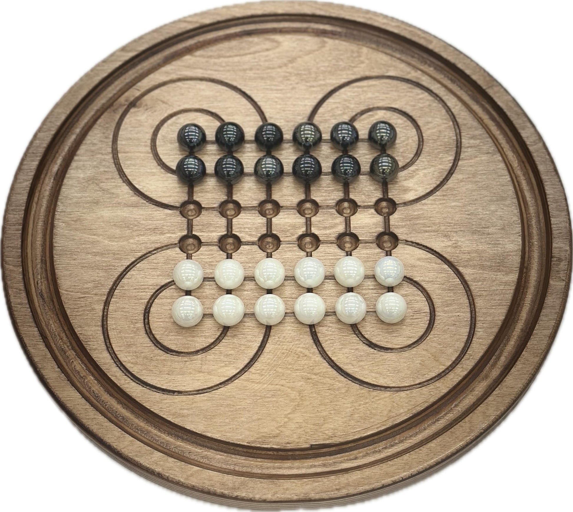 Surakarta Board Game - 9.5'' Roundabouts - Congkak - Sungka - Ayoayo - Adi -Traditional Marbles Games - Infinity Checkers - Made