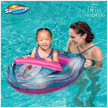 Swimways The Little Mermaid Inflatable Water Boat Vehicle, Inflatable Pool Floats And Kids Pool Toys, Little Mermaid Pool Party