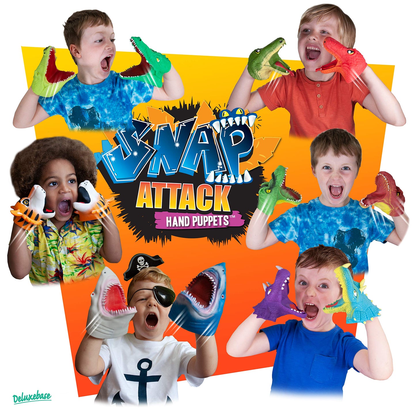 Snap Attack - Tiger From Deluxebase, Stretchy Hand Puppets With Movable Mouth For Kids, Interactive Animal Puppet Toy For Imagin
