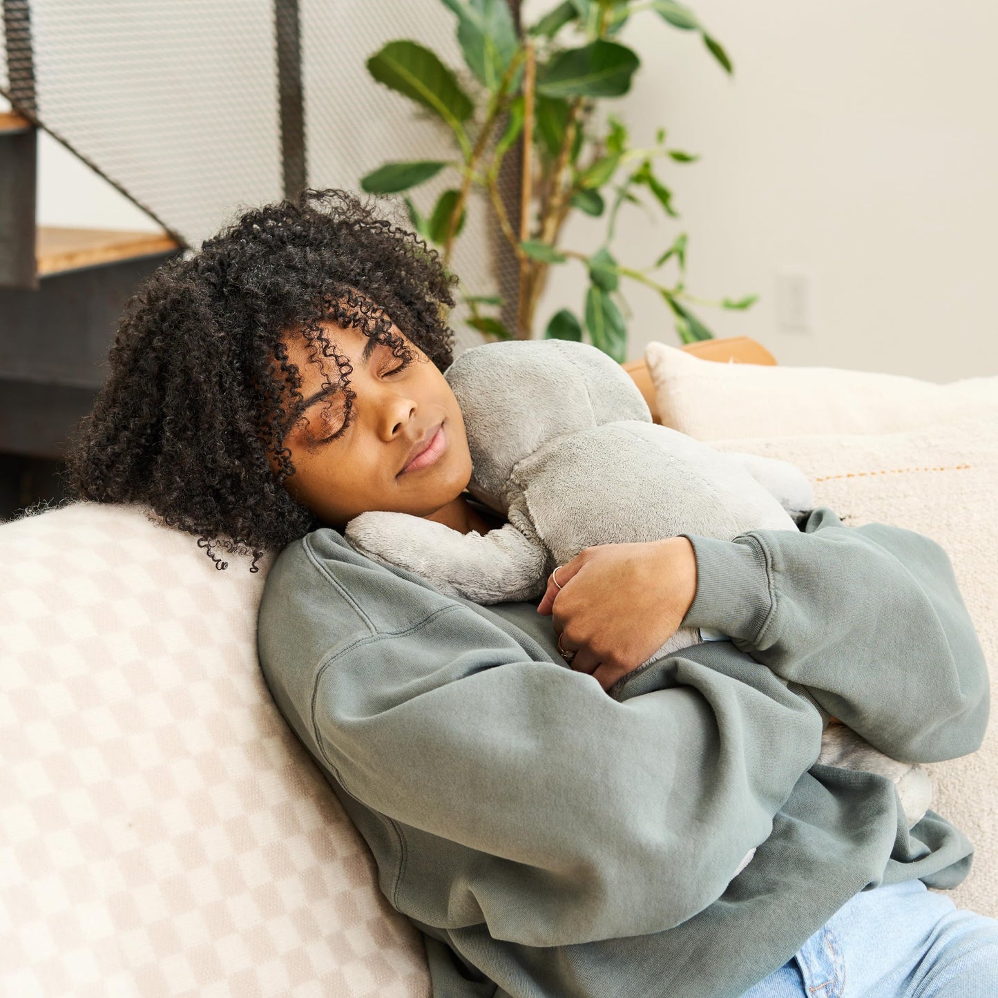 Hugimals Sam The Sloth 4.5 Lb Heavy Cute Weighted Comfort Plush Large Unscented Self Care Stuffed Animal For All Ages - Kids, Teens And Adults