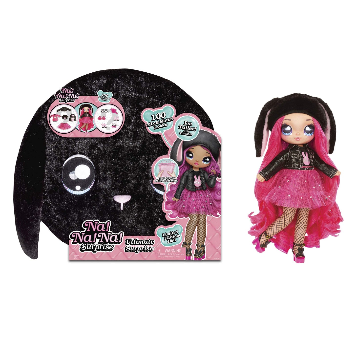 Na Na Na Surprise Ultimate Black Bunny And 11' Fashion Doll Surprise Doll With Clothes & Accessories 100+ Mix & Match Looks For Kids Girls