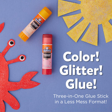 Elmers Color n Glitz Glue Sticks, Washable, Assorted Colors, 24 Count (6 Packs of 4)