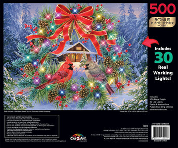 Roseart - Abraham Hunter Light Up - Deck The Halls - 500 Piece Jigsaw Puzzle For Adults