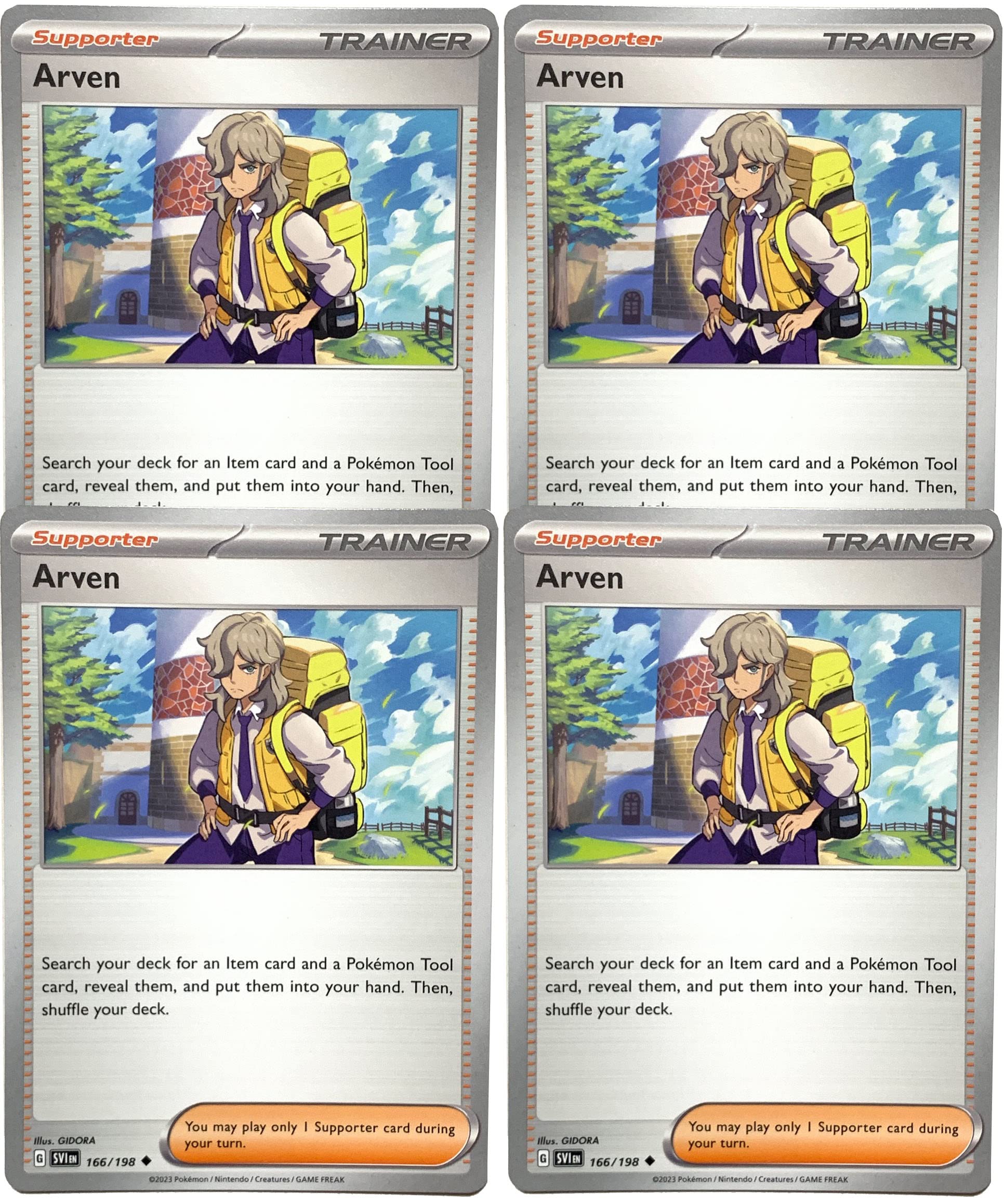 Arven 166/198 - Scarlet & Violet - Pokemon Trainer X4 Card Lot - Playset 4X