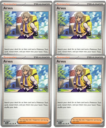 Arven 166/198 - Scarlet & Violet - Pokemon Trainer X4 Card Lot - Playset 4X