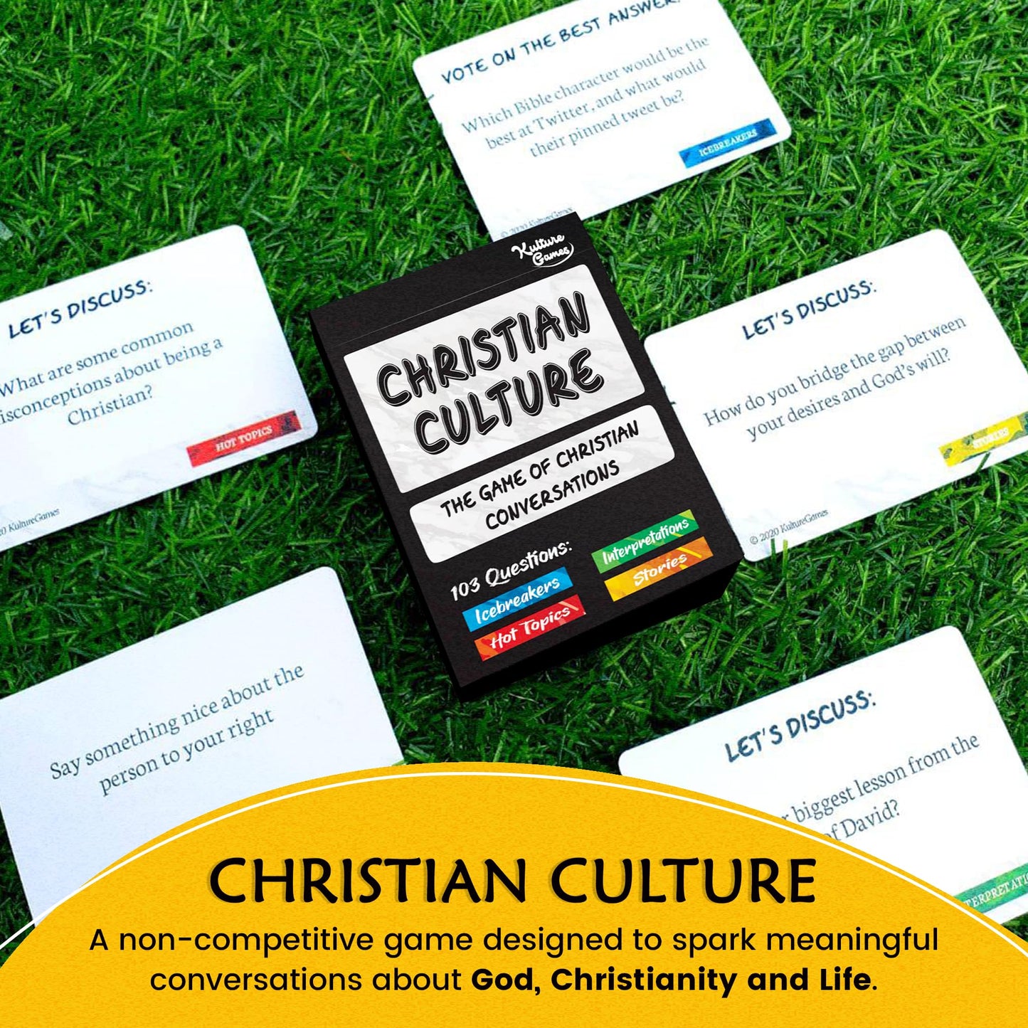 Kulture Games Christian Culture: Fun Conversation Starters for Bible Study - Multicolor Cardstock Cards