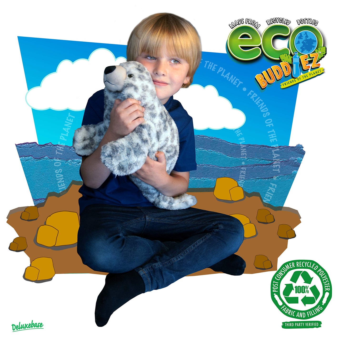 Ecobuddiez - Harbour Seal From Deluxebase. 20 Inch Harbour Seal Plush Toy. Eco Friendly Child Safe Seal Stuffed Animal Made From Recycled Plastic Bottles.