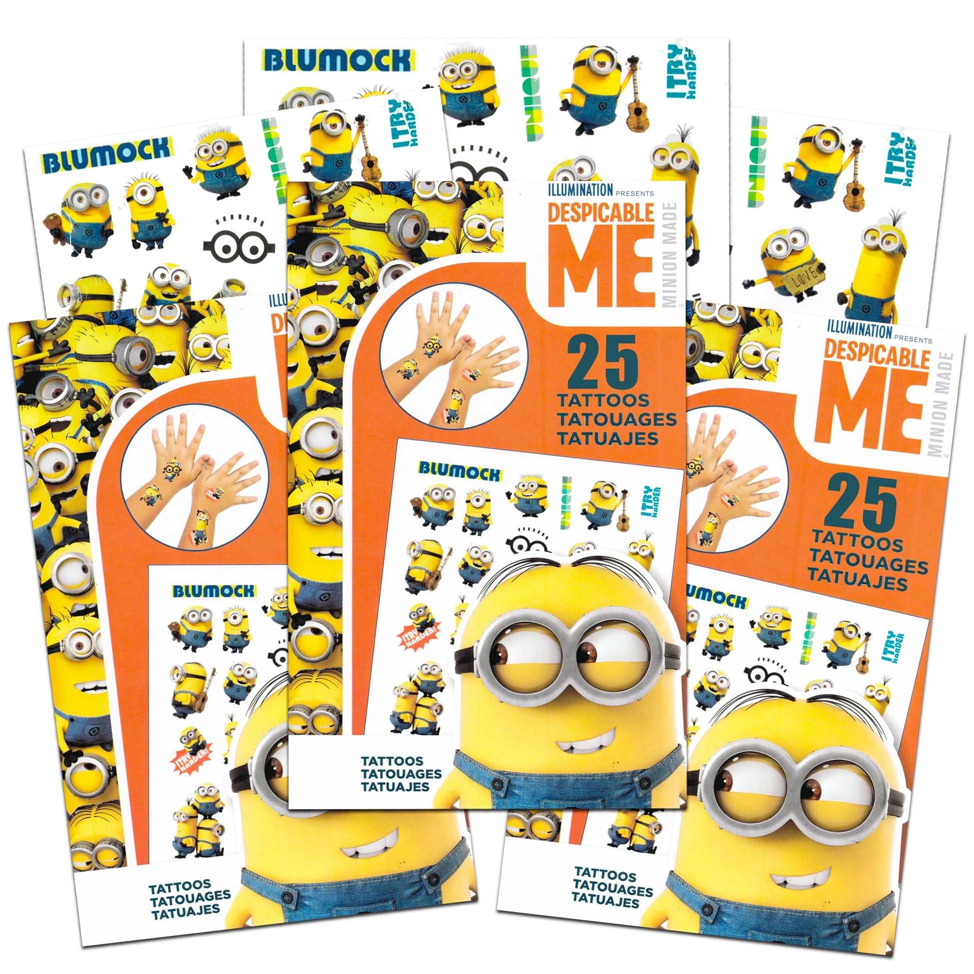 Despicable Me Minions Tattoos Party Favors Pack Bundle - 75 Ct Minions Temporary Tattoos for Kids, Boys, and Girls (Minions Part