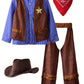 Relibeauty Kids Cowboy Costume For Boys Cosplay Costumes Birthday Party Christmas Halloween Dress Up Gift For Kids 5 Sets,Blue 6-7/130