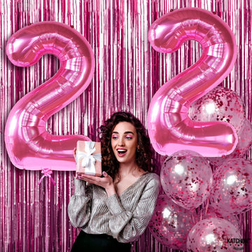 Katchon, 22 Balloon Number Hot Pink - 40 Inch | 22 Number Balloons | Pink 22 Balloons For 22 Birthday Decorations For Men | Number 22 Balloons | 22 Balloons For 22 Birthday Decorations For Women