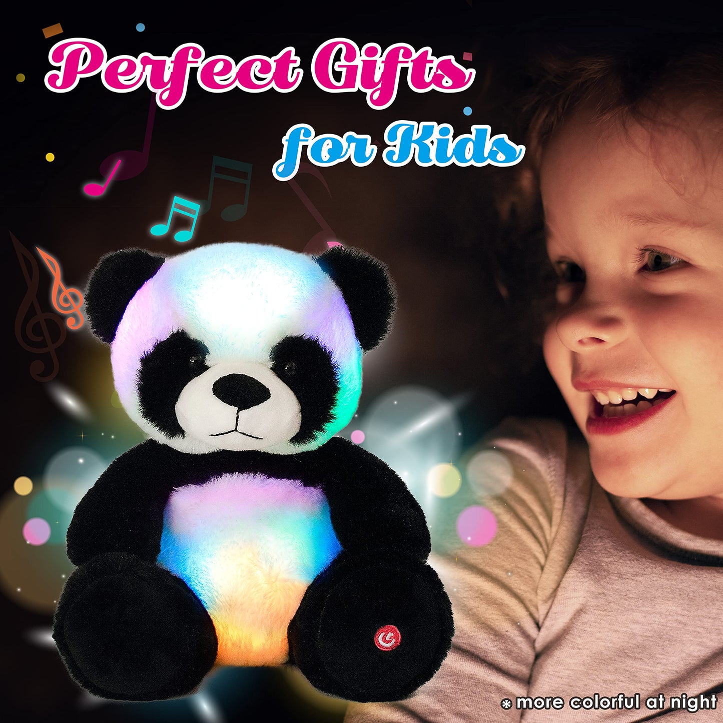 Cuteoy Musical Led Panda Stuffed Animal Glow Soft Plush Toys Light Up In Dark Singing Bedtime Companion Birthday Gift For Kids On Christmas Birthday, 10''…