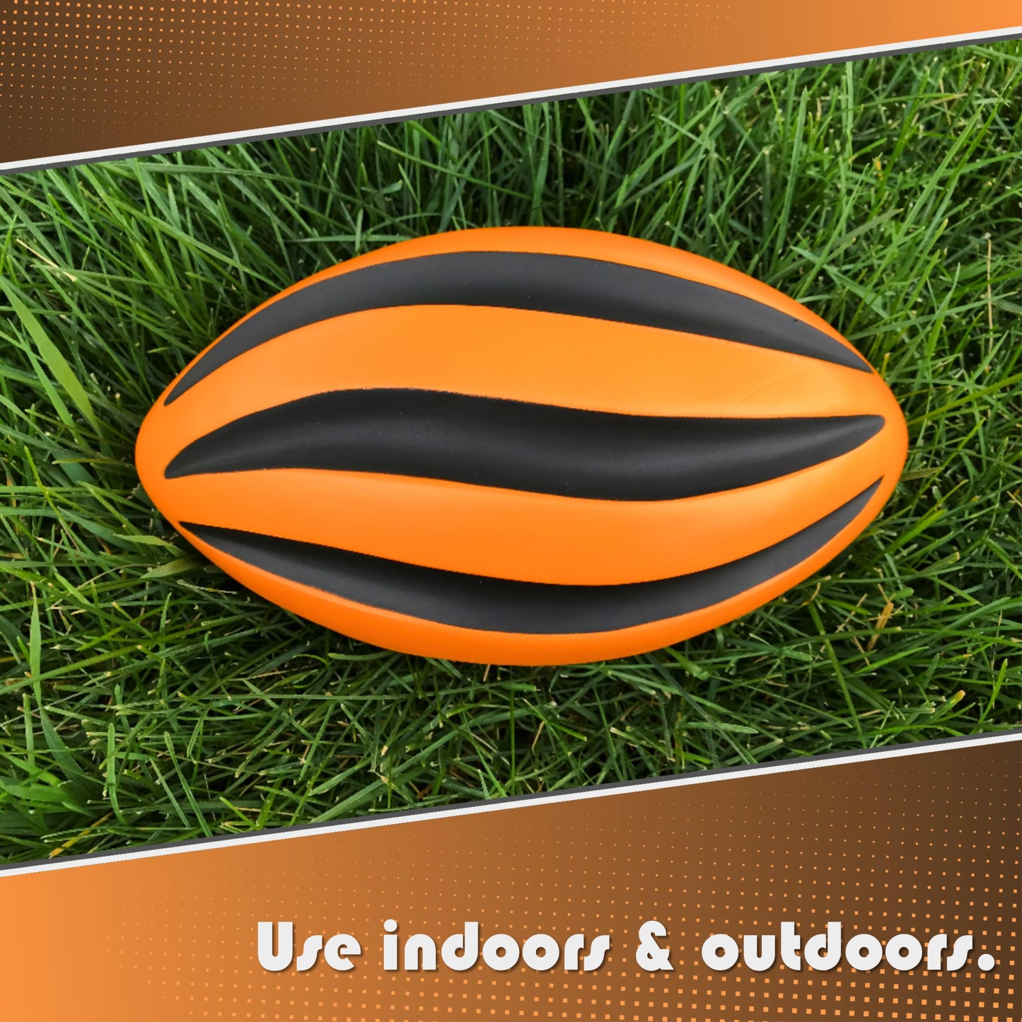 LMC Products Spiral Foam Football - Soft Kids Football - 9 Inch Each - mature-themed & Toddler - Small (Orange & Black)