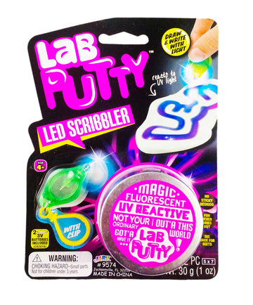 Ja-Ru Lab Putty Led Scribbler Sensory Putty For Kids W/Mini Uv Light Flashlight (1 Unit) Invisible Ink Magic Color Changing Putty. Stress Relief Toy. Mini Slime Party Favors. 9574-1A